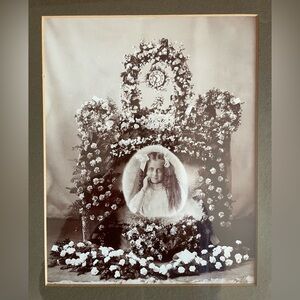 Antique funeral photo Memento Mori Akron Ohio Britsch sepia photograph frame